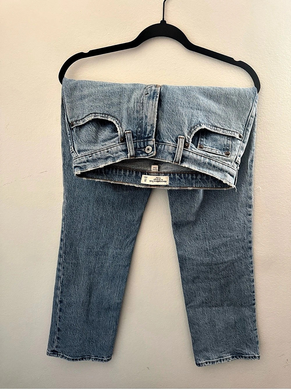 Abercrombie & Fitch Curve Love The '90s Straight Mid Rise Frayed Hem Jeans Short